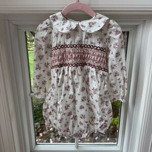 Maddie & Connor 3T Fall Floral Long Sleeve Smocked Romper Bubble